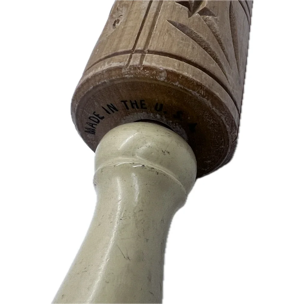 Vintage Springerle Wooden Cookie Press Rolling Pin Various Designs USA